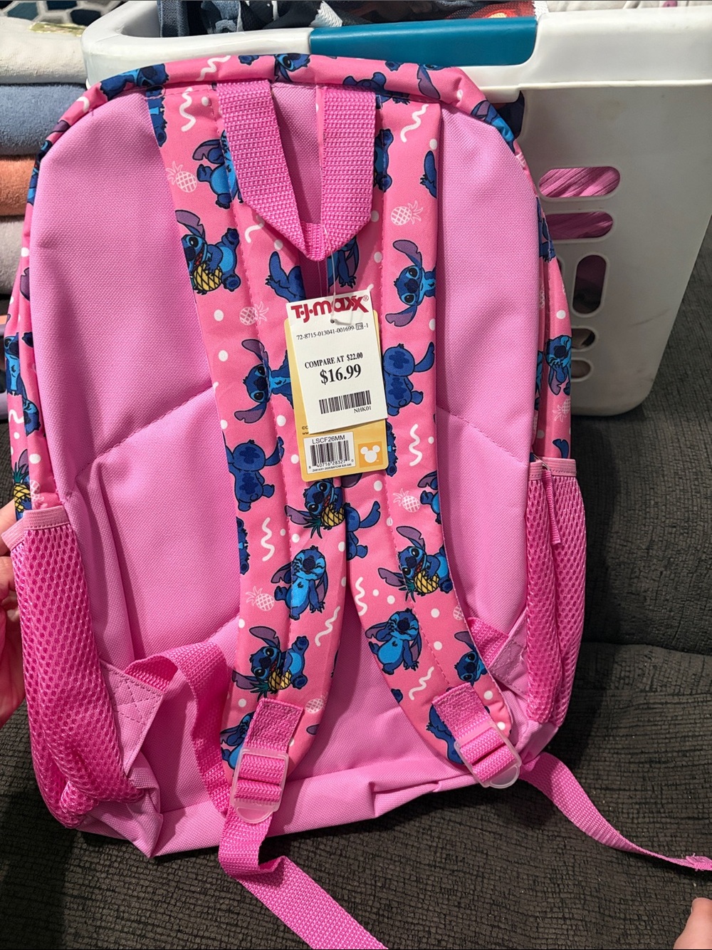 Disney Pink & Blue Stitch Kids Backpack with Holographic Accent - Picture 2 of 4